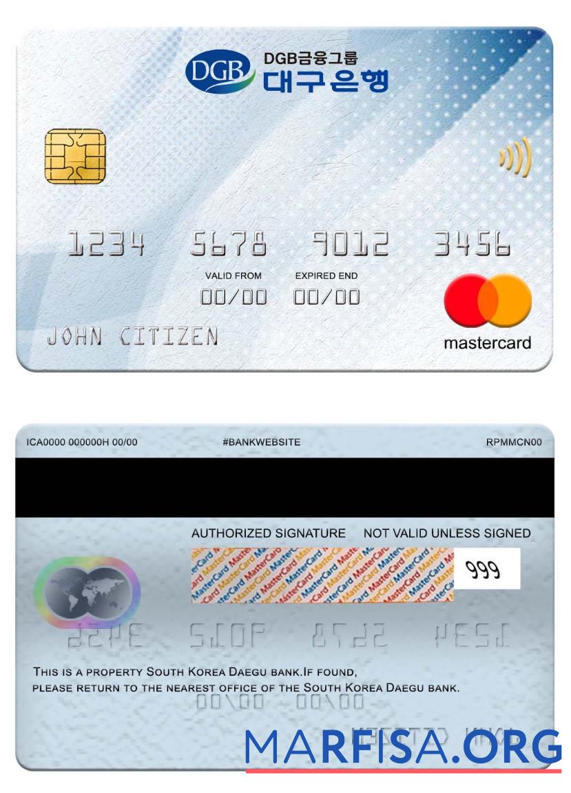 Downloadable South Korea Daegu bank mastercard sample